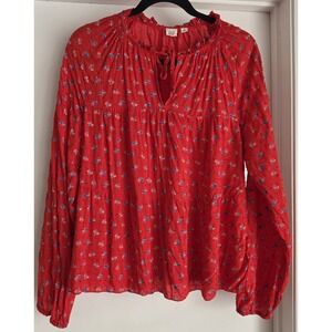 Gap Women's Blouse M Floral Red Rayon Sleeveless Flowy‎ Top